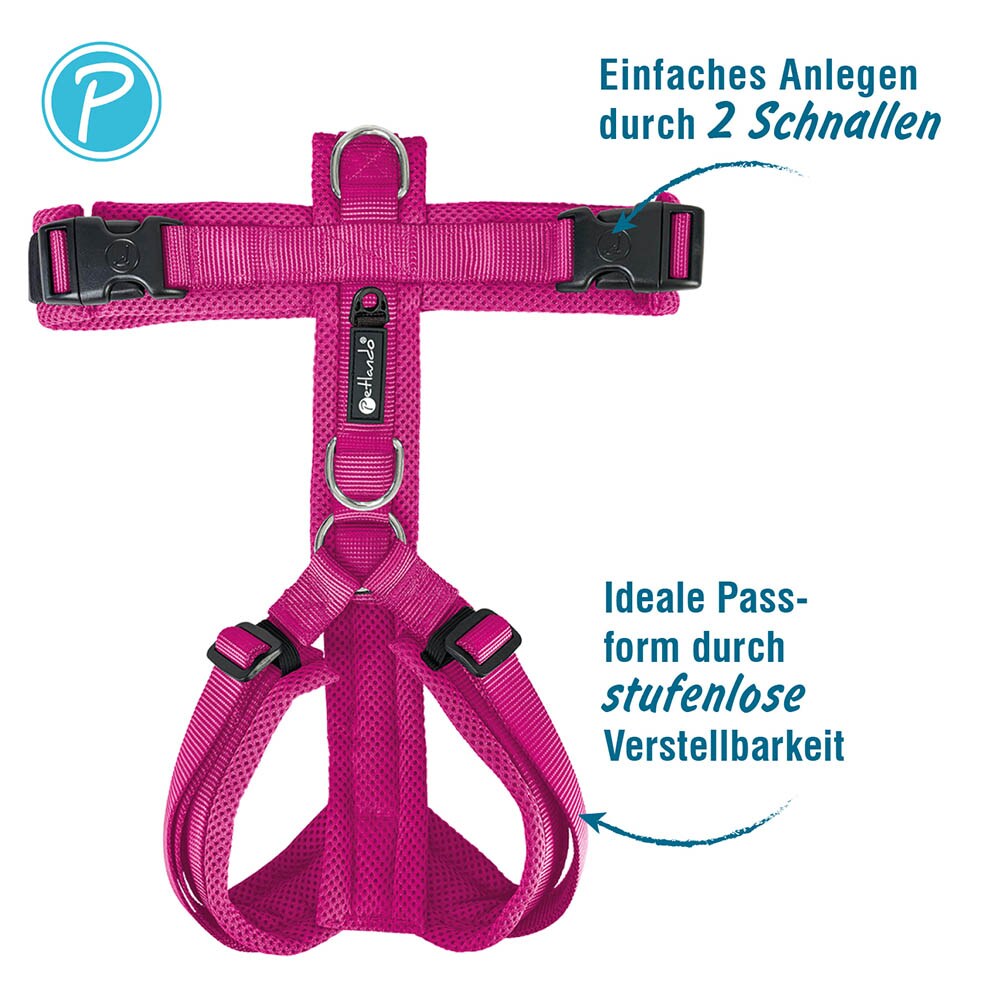 Petlando Mesh Y-Comfort Geschirr fuchsia_3