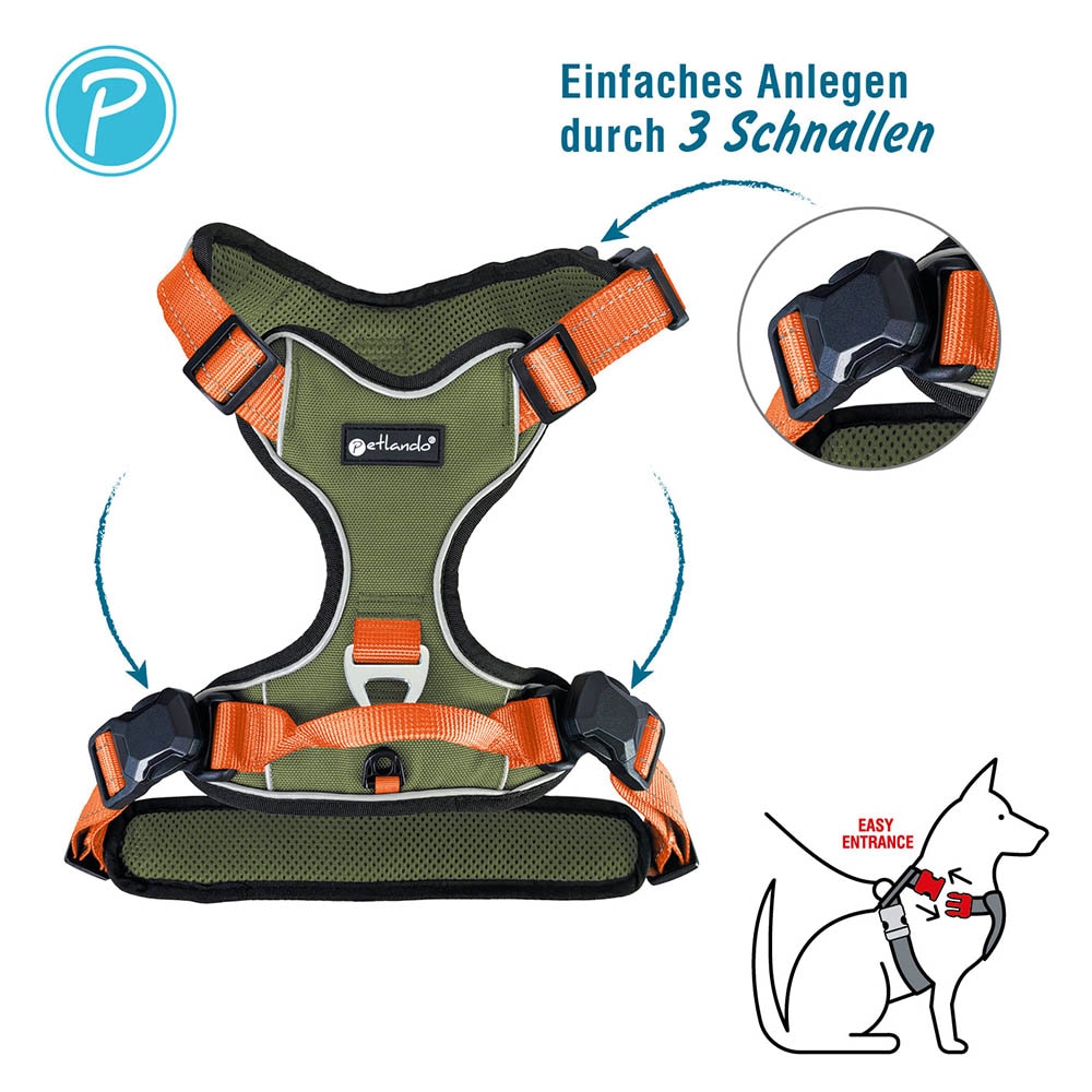 Petlando Magnetech Geschirr olive/orange_3