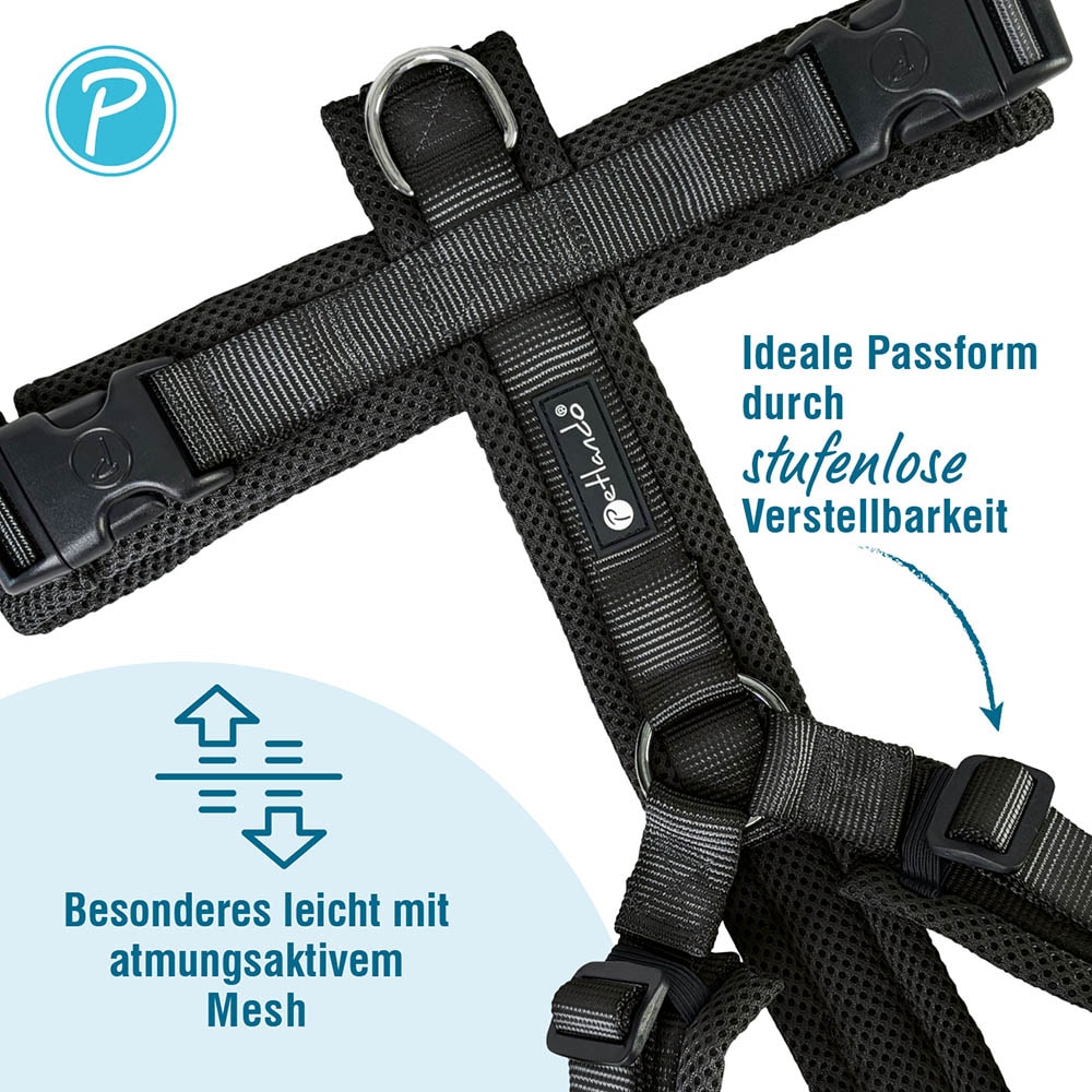 Petlando Mesh Y-Comfort Geschirr schwarz_1