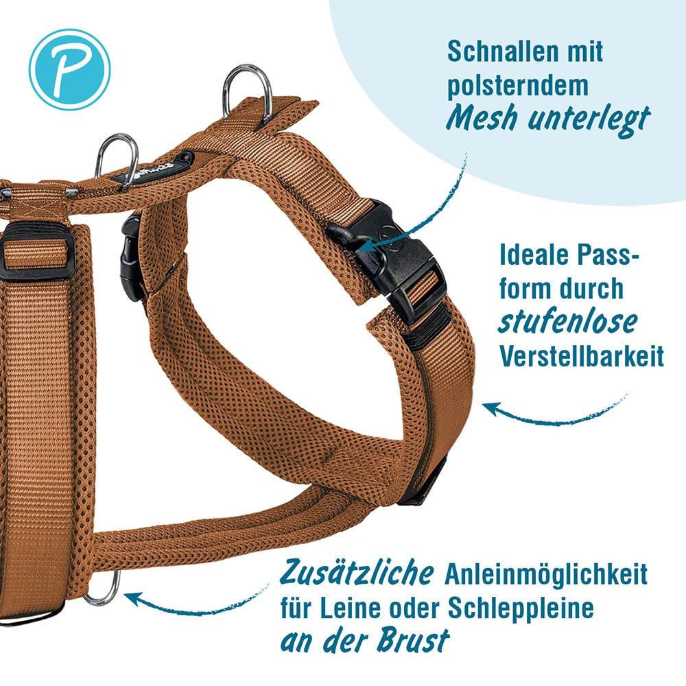 Petlando Mesh Y-Comfort Geschirr cognac_2