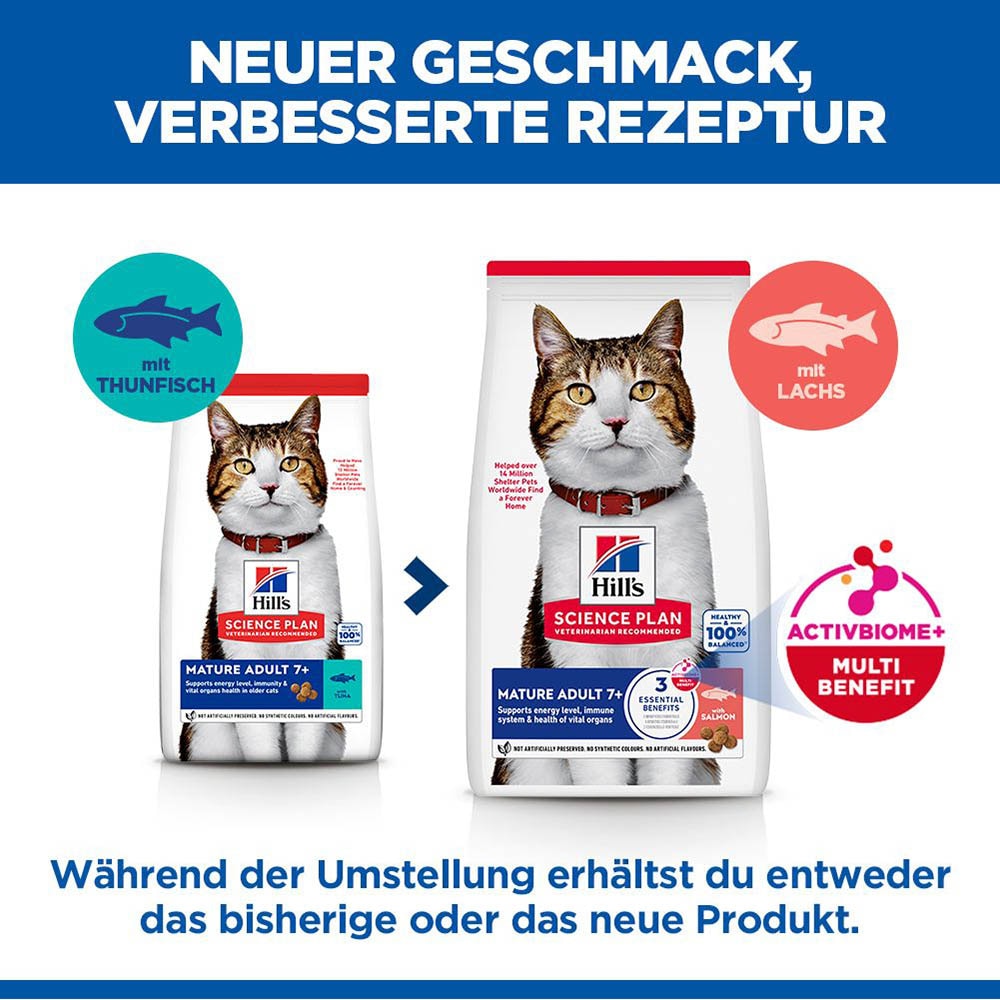 Hills Science Plan Mature Adult 7+ Lachs Trockenfutter für Katzen_1