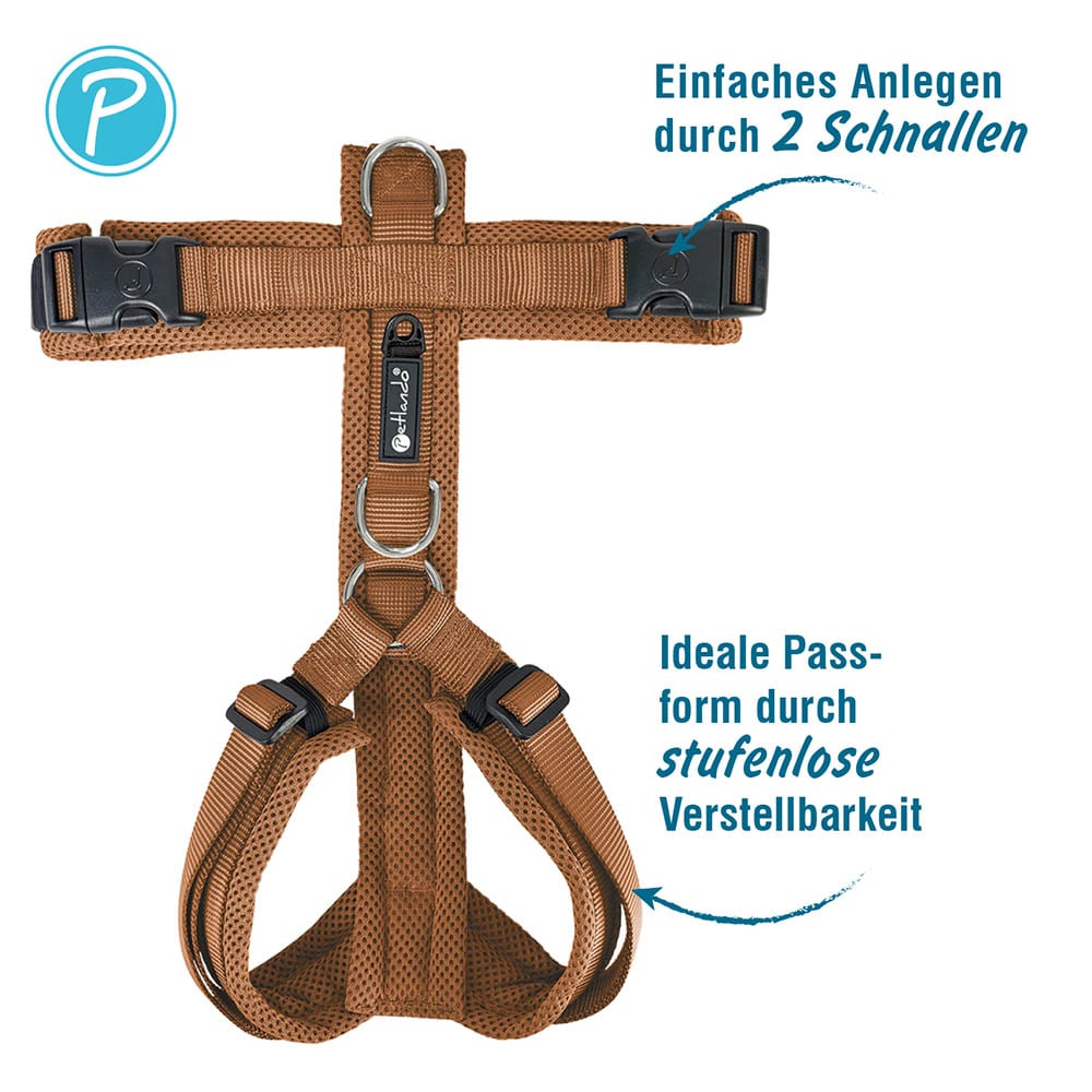 Petlando Mesh Y-Comfort Geschirr cognac_3