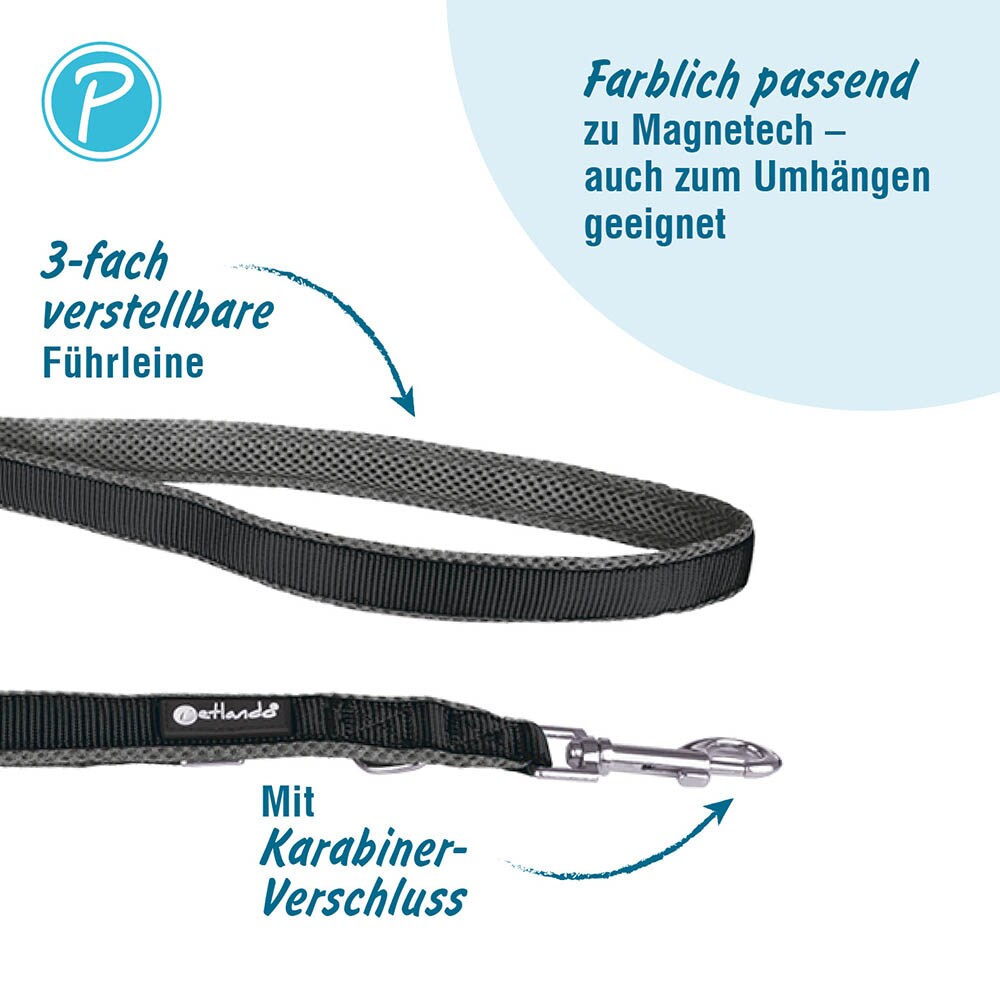 Petlando Magnetech verstellbare Führleine anthrazit_1