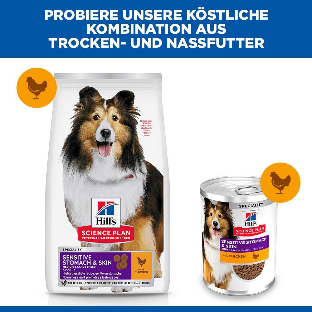 Hills Science Plan Adult Sensitive Stomach & Skin Medium mit Huhn Hund_5