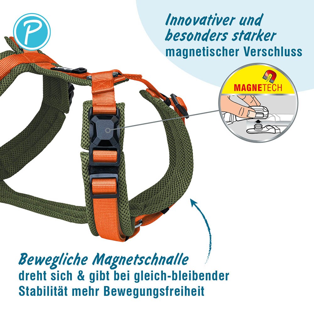 Petlando Magnetech Y-Comfort Geschirr olive/orange_3