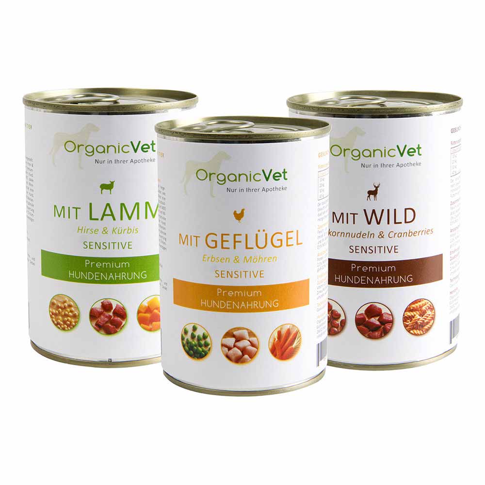 OrganicVet Sensitive Lamm, Geflügel + Wild Nassfutter für Hunde_0