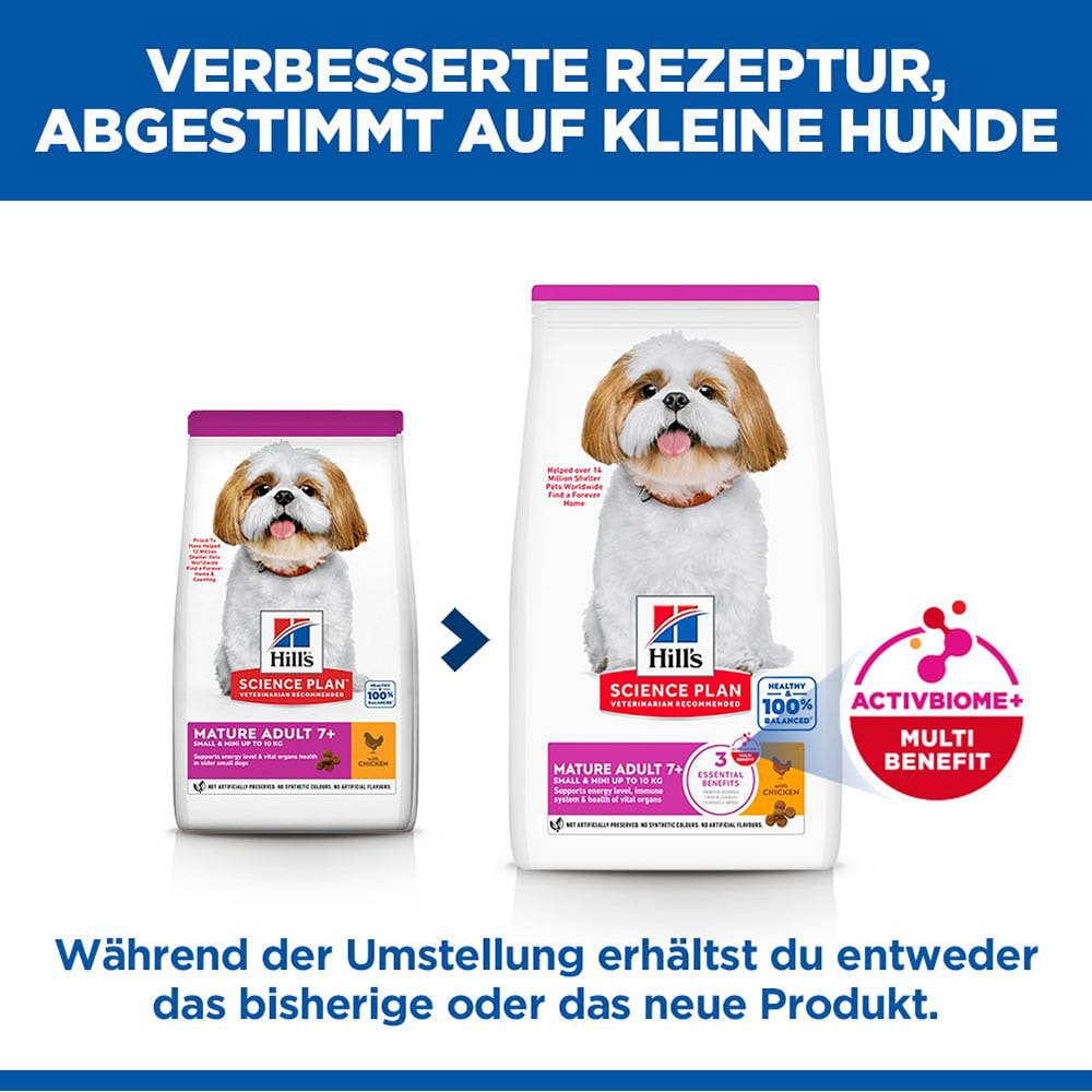 Hills Science Plan Mature Adult 7+ Small & Mini Trockenfutter für kleine Hunde mit Huhn_1