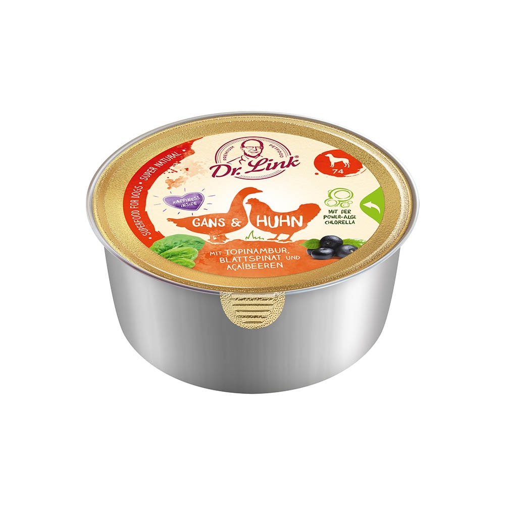 Dr. Link Super Natural Gans und Huhn mit Topinambur Nassfutter für Hunde_0