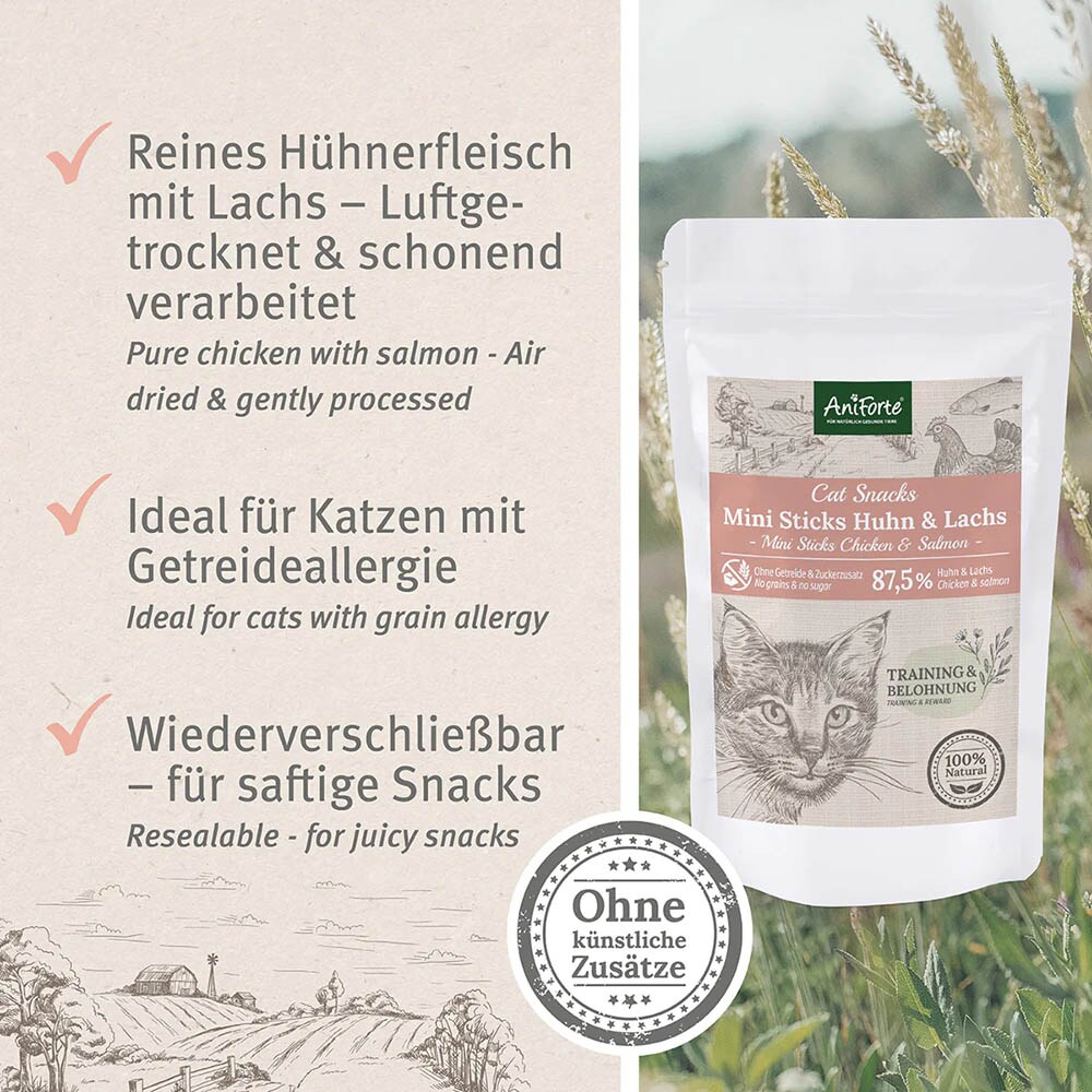 AniForte Katzen Snacks - Mini Fleisch Sticks Huhn & Lachs_1