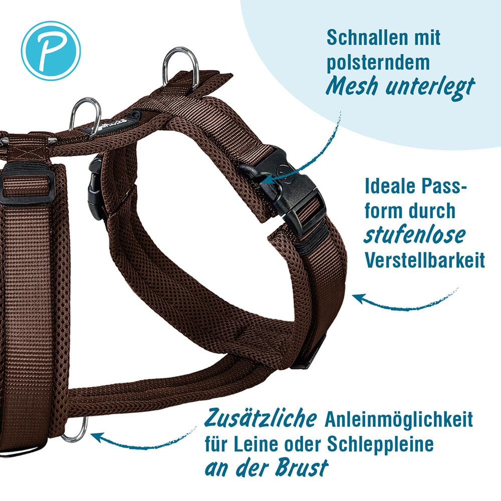 Petlando Mesh Y-Comfort Geschirr mokka_2