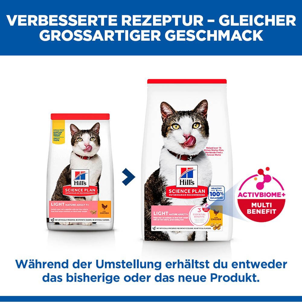 Hills Science Plan Mature Adult 7+ Light Huhn Trockenfutter für Katzen_1