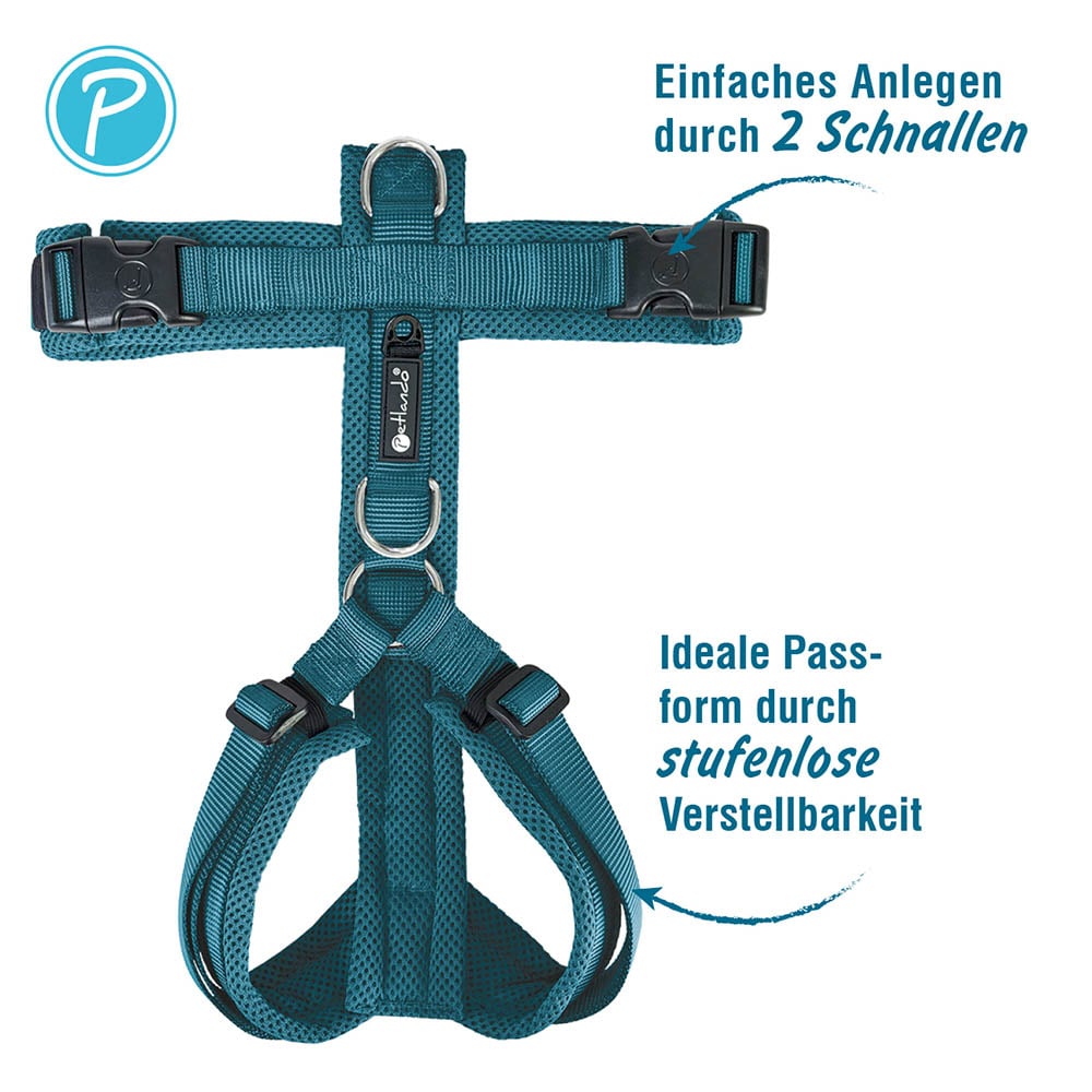 Petlando Mesh Y-Comfort Geschirr petrol_3