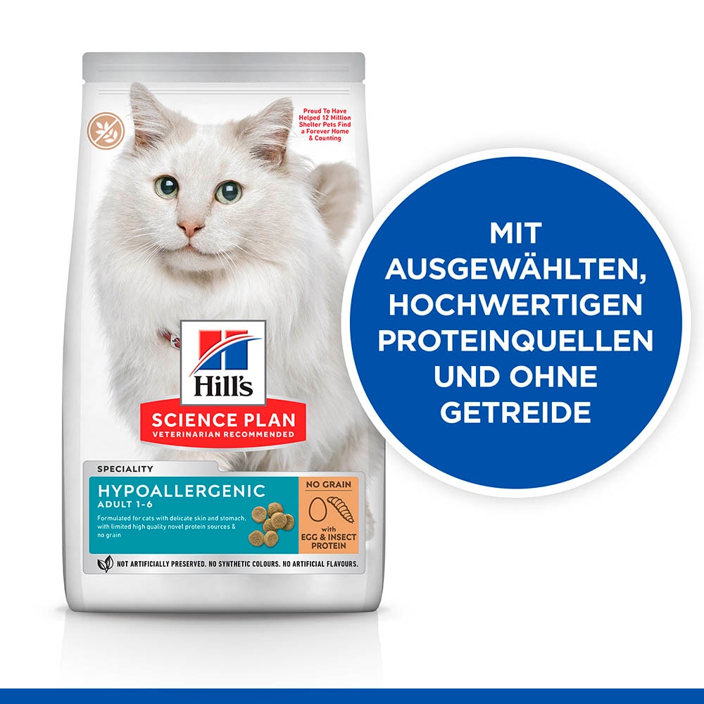 Hills Science Plan Hypoallergenic Adult Katzenfutter mit Ei und Insektenprotein_4