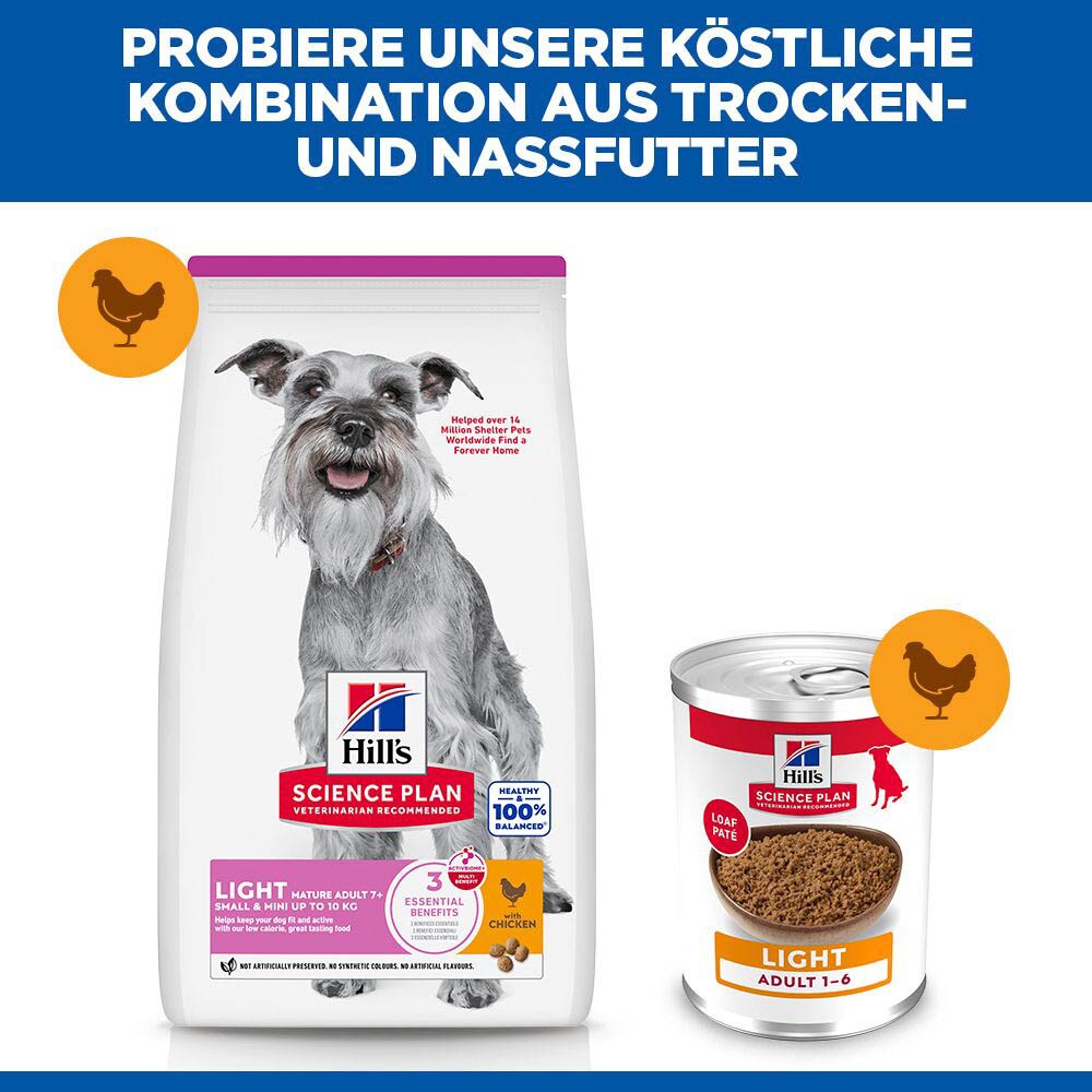 Hills Science Plan Light Small & Mini Mature Adult 7+ Trockenfutter für Hunde mit Huhn_5