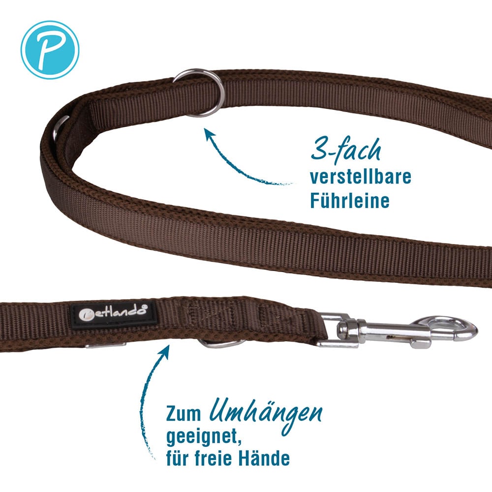 Petlando Mesh verstellbare Führleine mokka_1