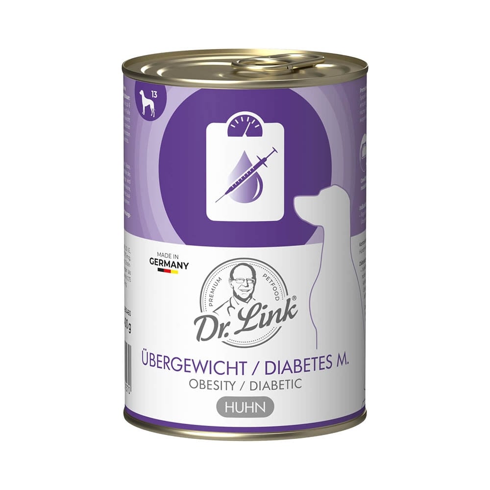 Dr. Link Spezial-Diät Übergewicht/Diabetes mellitus Huhn Nassfutter für Hunde 400 g