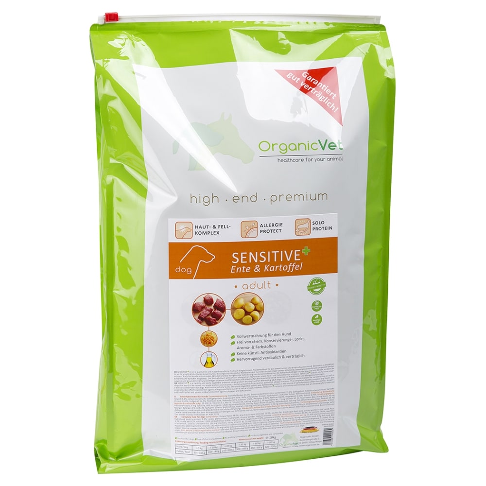 OrganicVet Sensitive Ente Trockenfutter für Hunde 1,5 kg