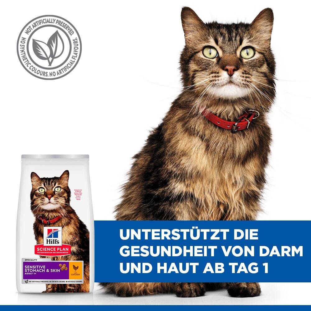 Hills Science Plan Adult Sensitive Stomach & Skin Huhn Trockenfutter für Katzen_5