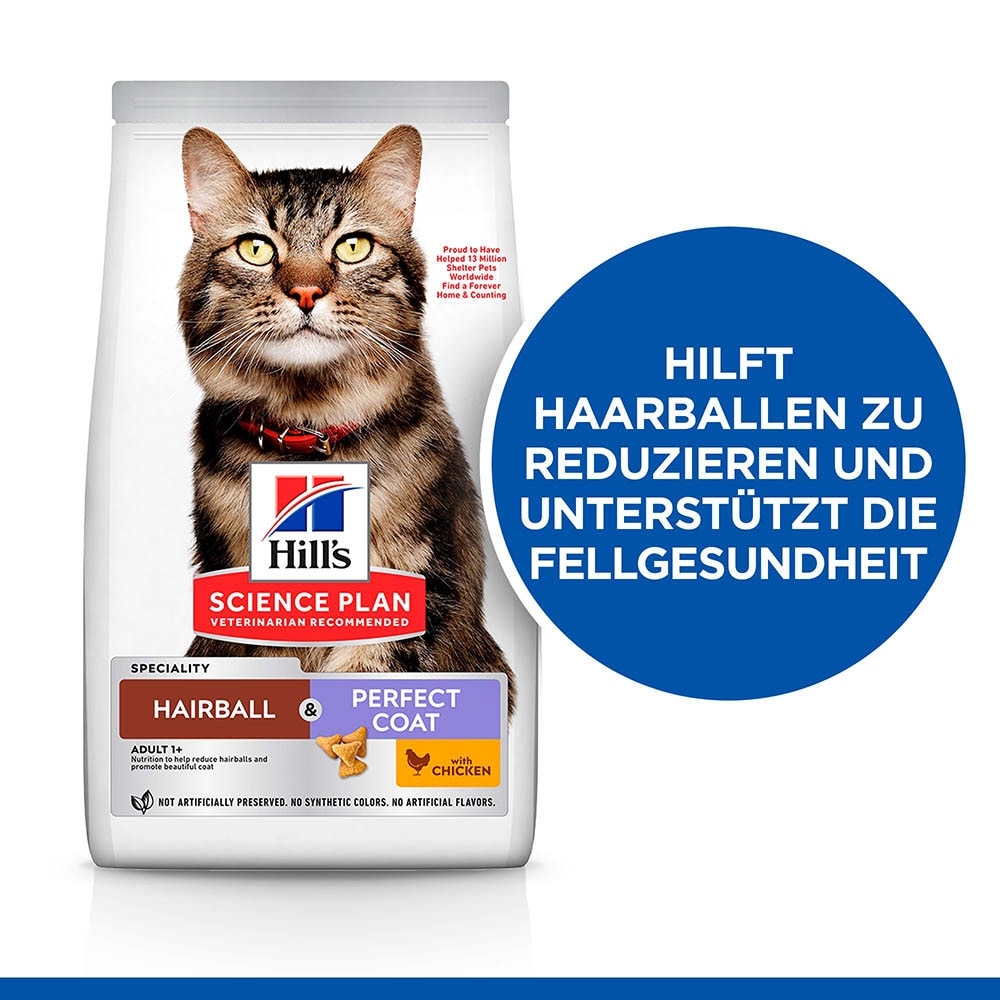 Hills Science Plan Hairball & Perfect Coat Trockenfutter für Katzen mit Huhn_4