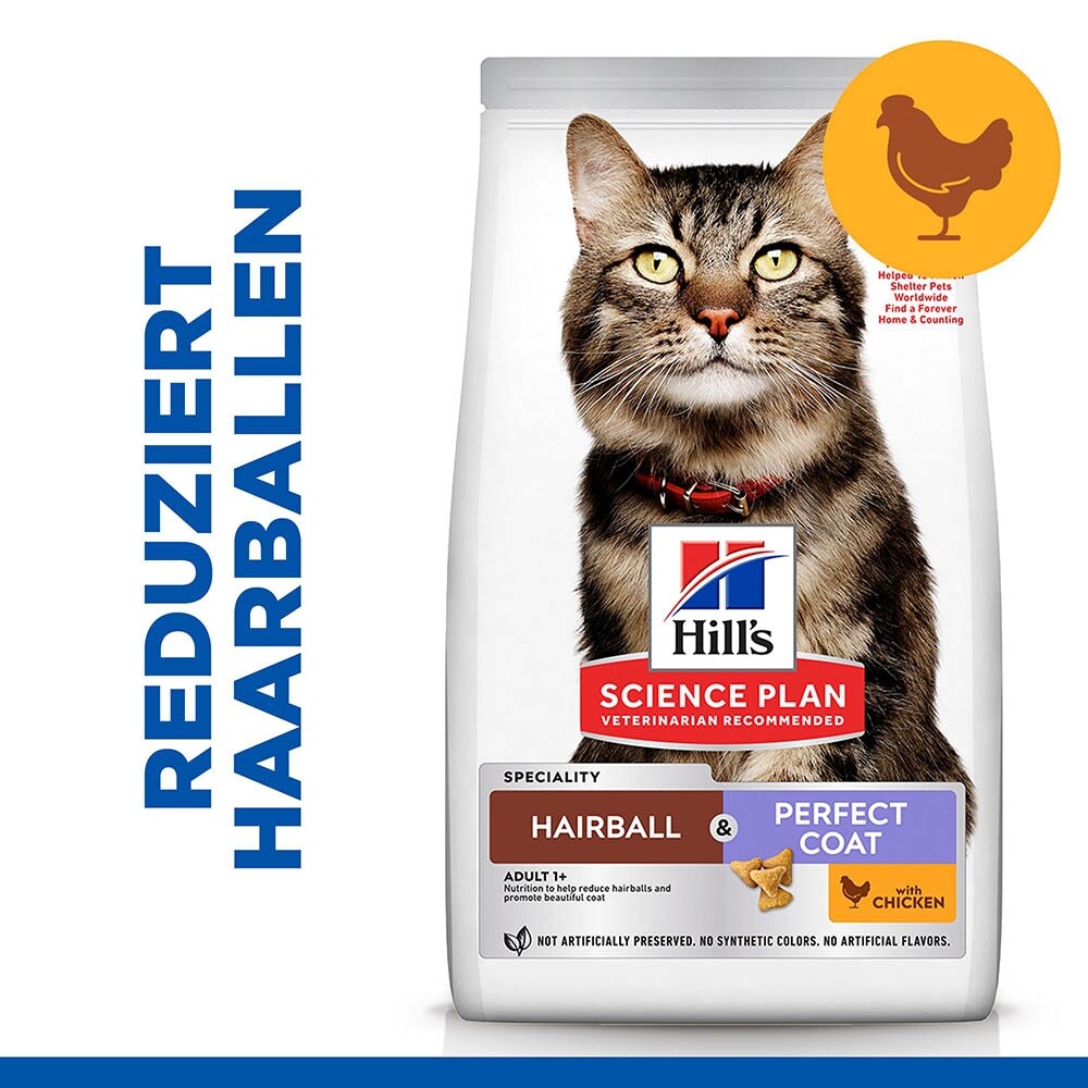 Hills Science Plan Hairball & Perfect Coat Trockenfutter für Katzen mit Huhn_1