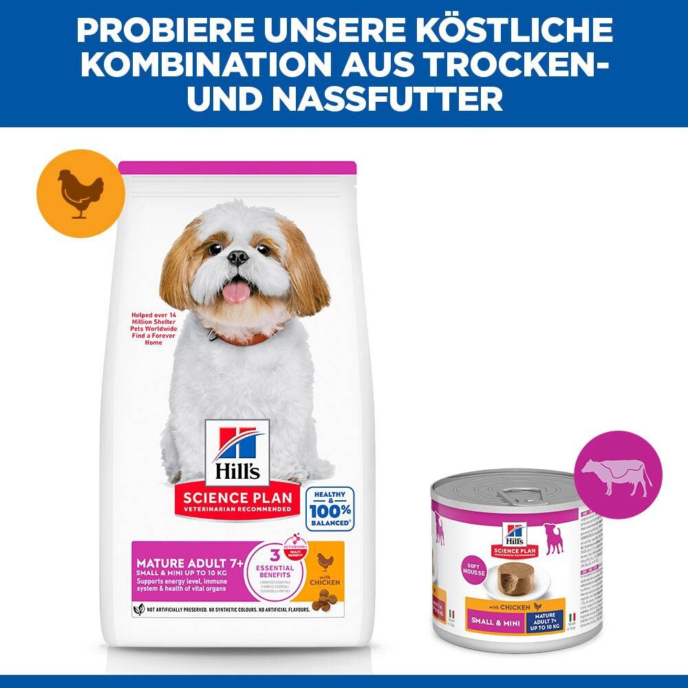 Hills Science Plan Mature Adult 7+ Small & Mini Trockenfutter für kleine Hunde mit Huhn_6