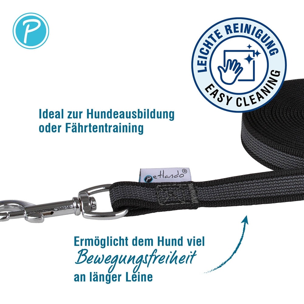 Petlando Gummierte Schleppleine schwarz_2
