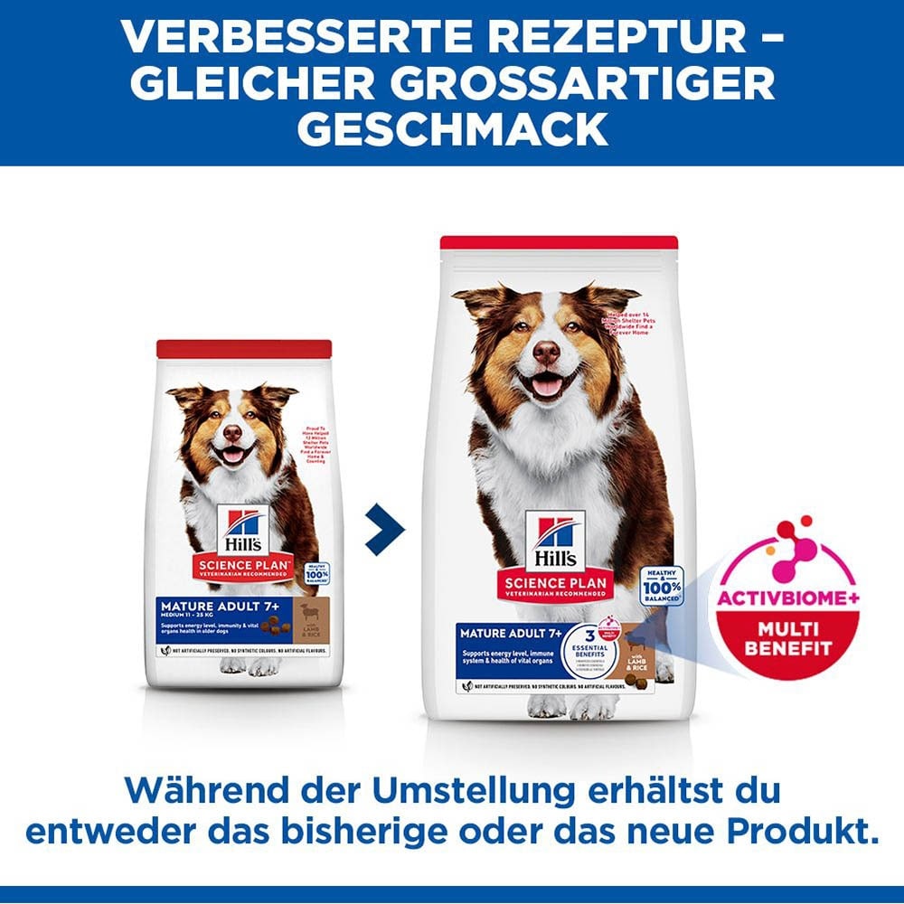 Hills Science Plan Mature Adult 7+ Medium mit Lamm und Reis Hund_2