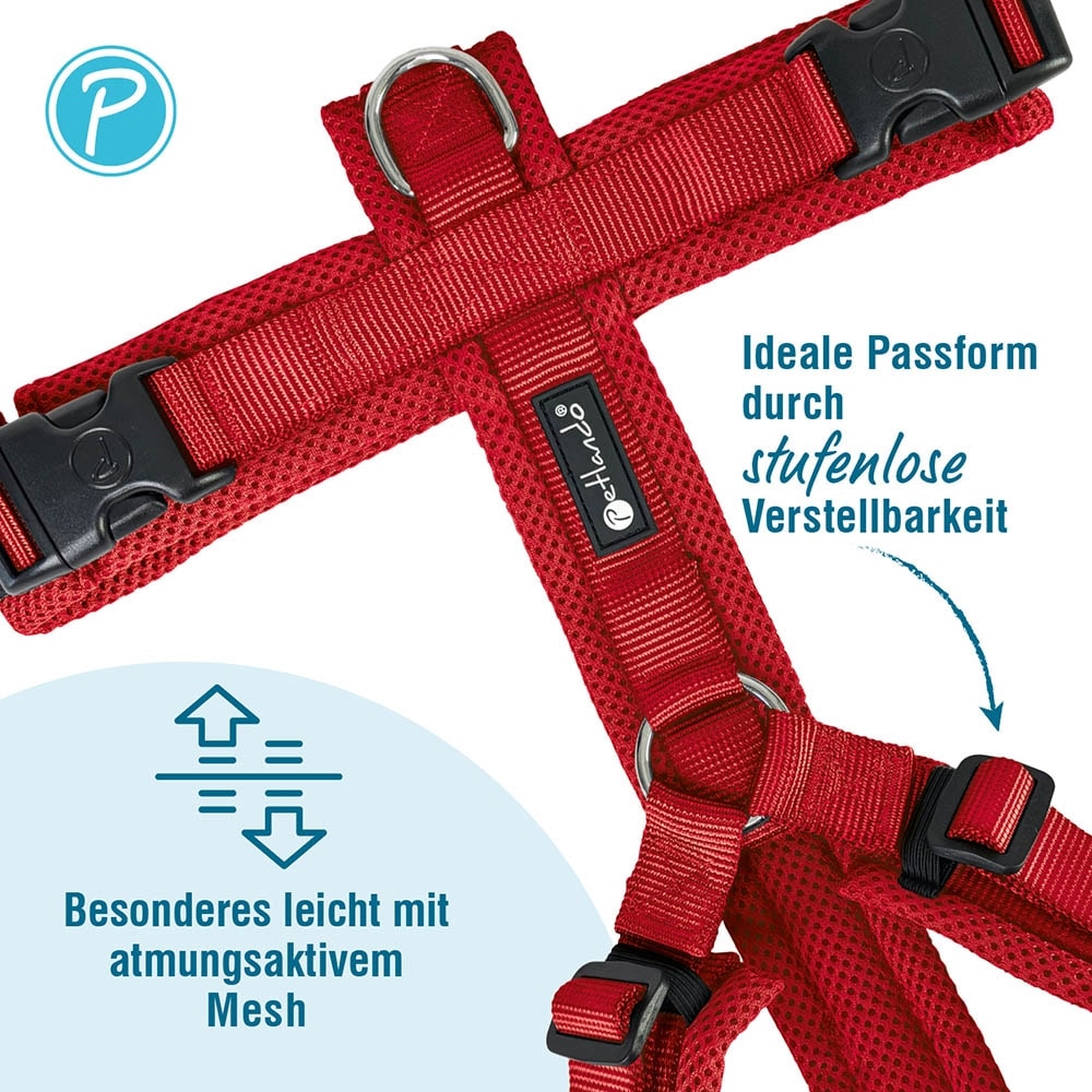 Petlando Mesh Y-Comfort Geschirr rot_1