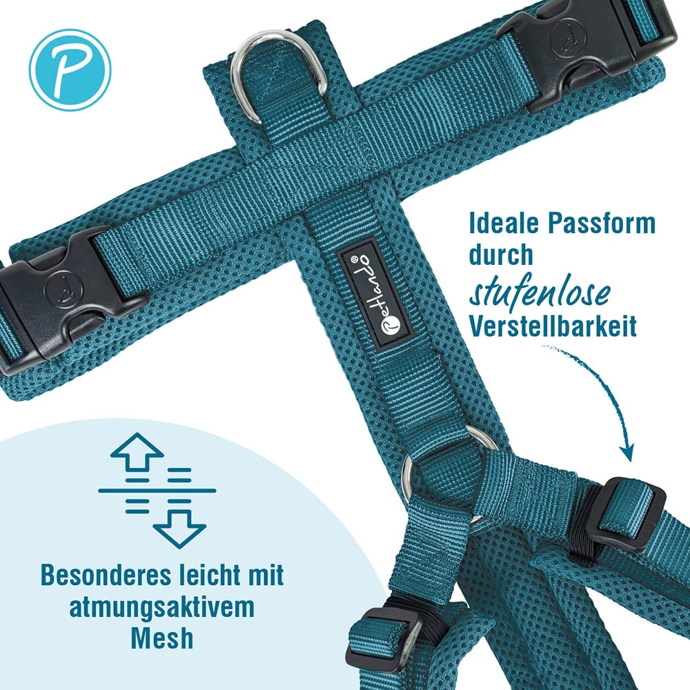 Petlando Mesh Y-Comfort Geschirr petrol_1