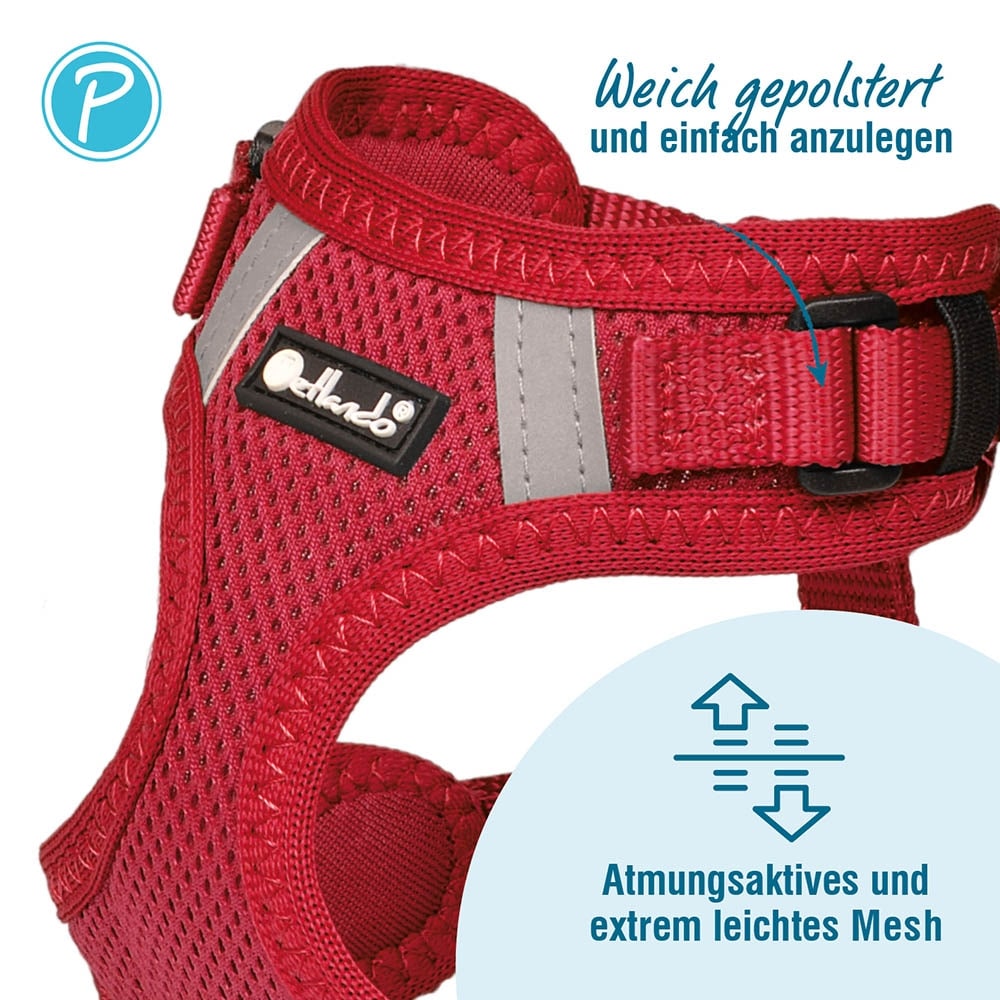 Petlando Mesh Vest Geschirr rot_1