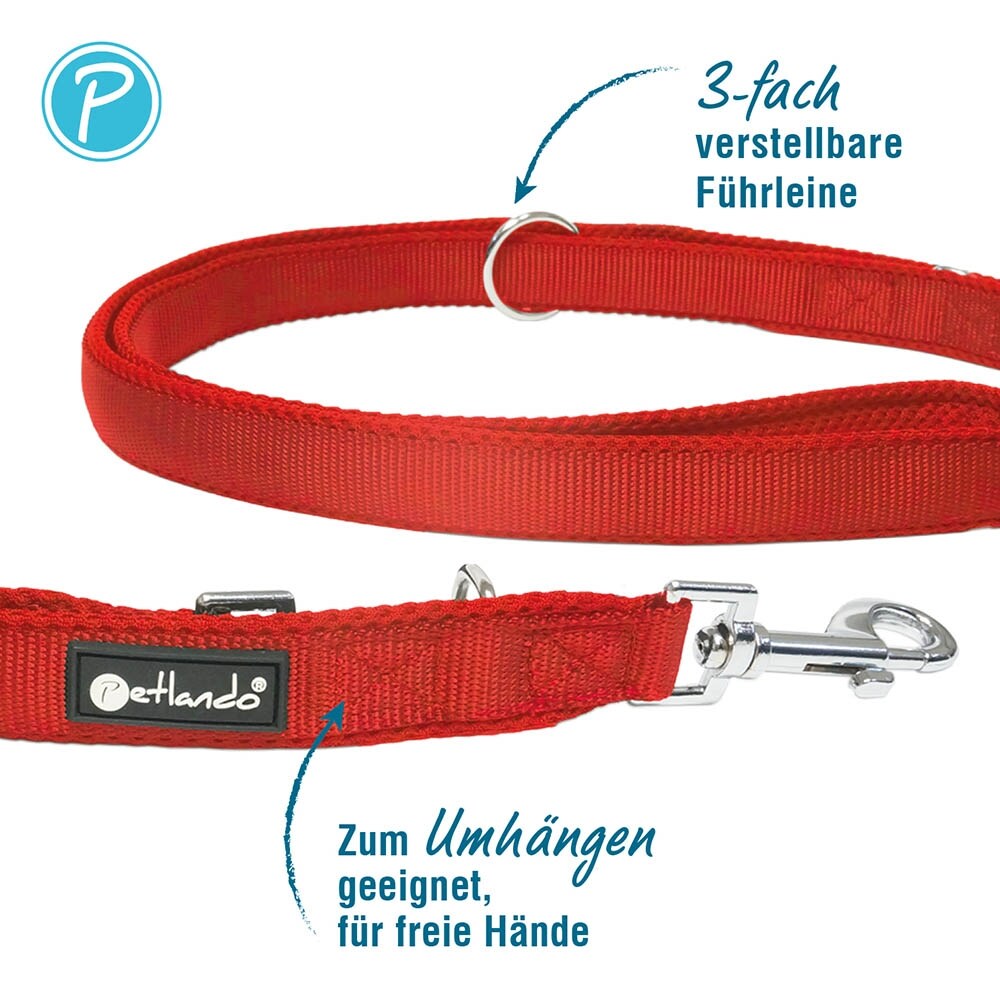 Petlando Mesh verstellbare Führleine rot_1