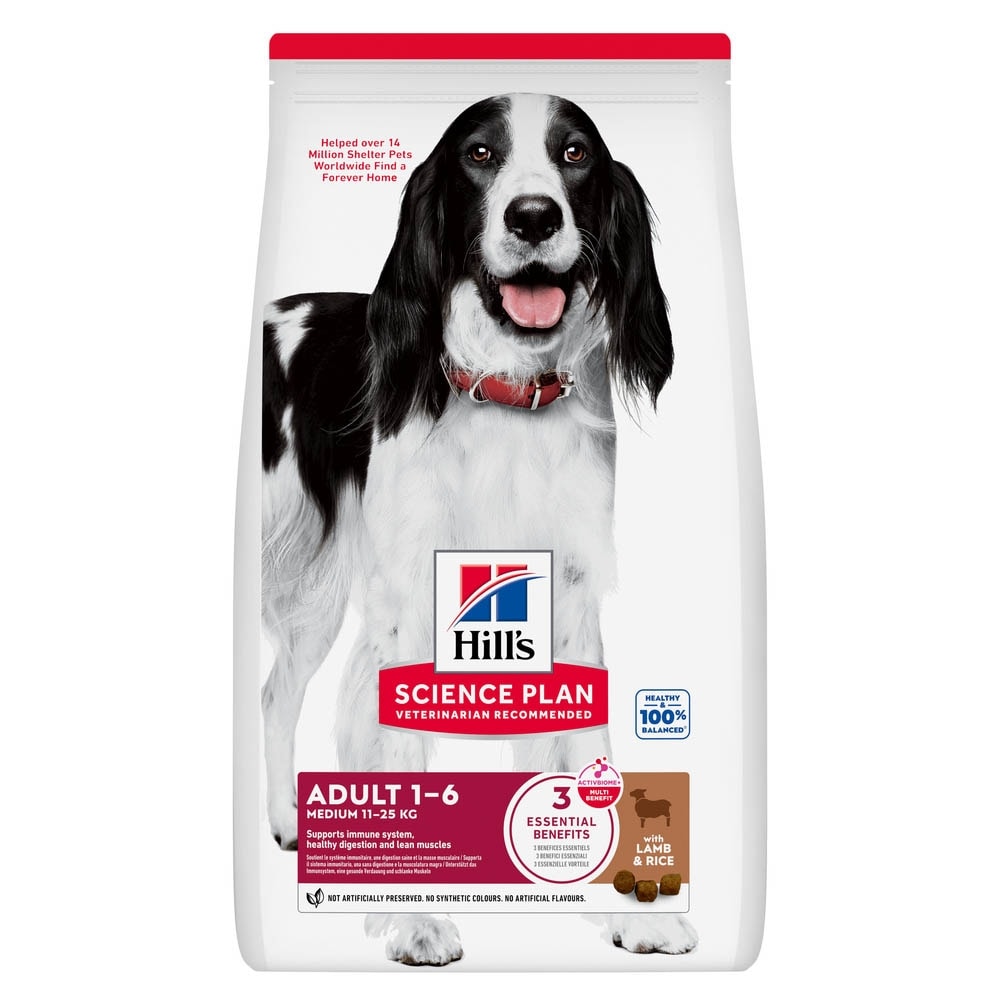 Hills Science Plan Adult Medium Lamm mit Reis Trockenfutter für Hunde_0